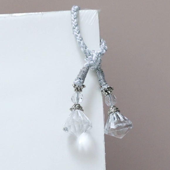 set of 4 silver toned curtain ties holders tieback retro holidays crystal dangle - Picture 3 of 3